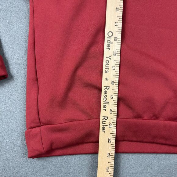 Nike Hoodie Womens Medium Red Script Therma Black Logo Sweatshirt Pullover - Picture 7 of 7